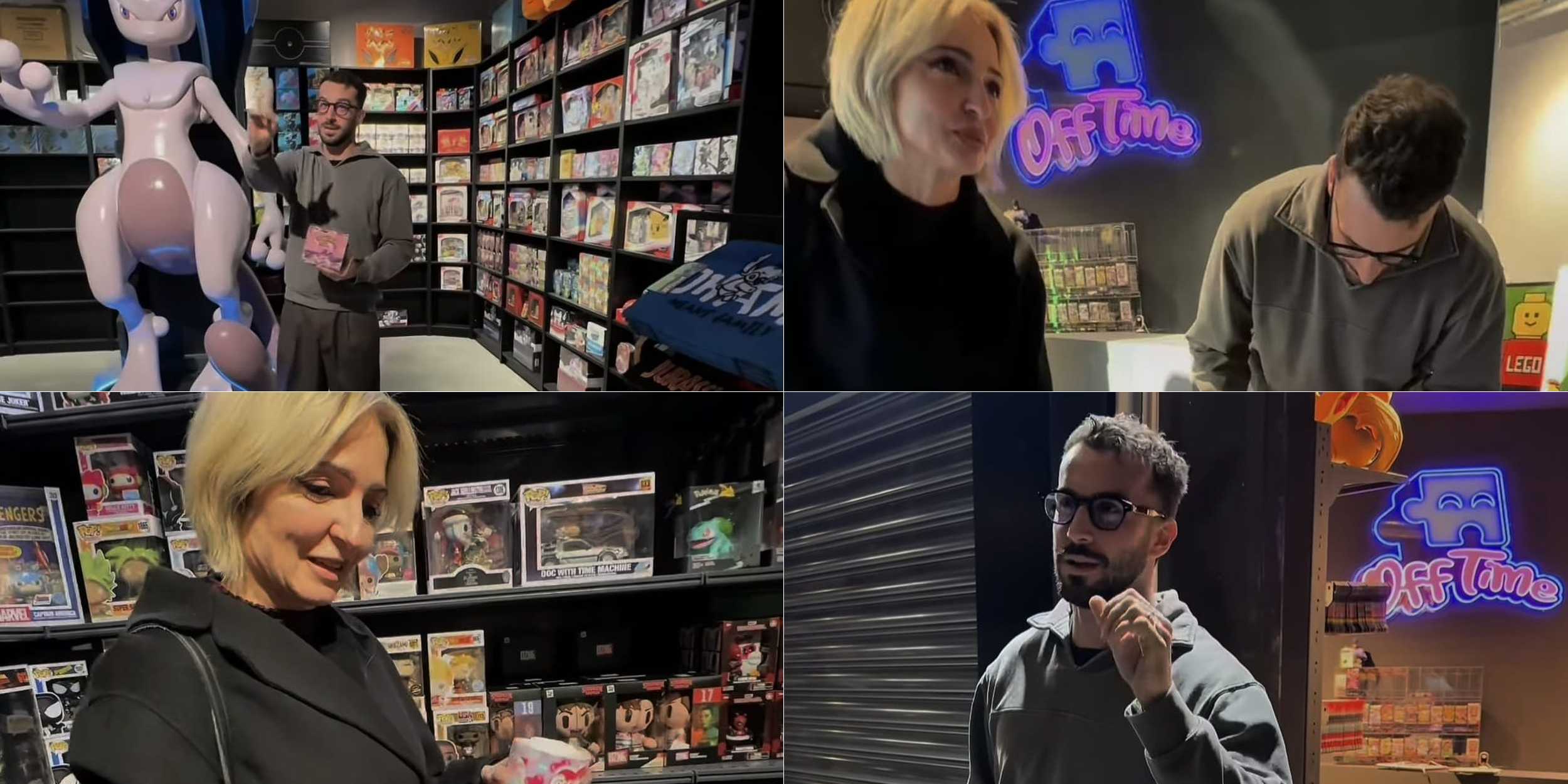 Andreas Muller mostra il nuovo negozio a Veronica Peparini e alle gemelle