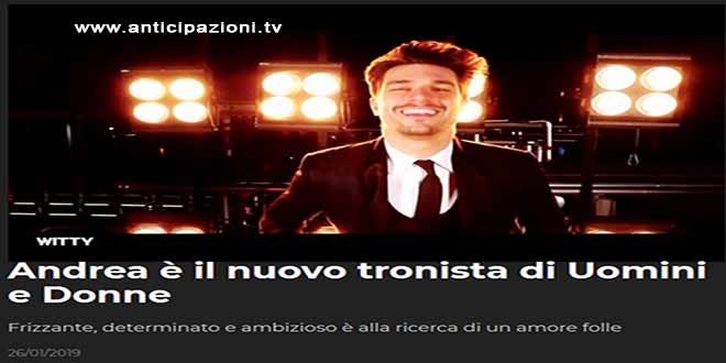 Uomini e Donne, dopo l’annuncio di Raffaella Mennoia, la conferma ufficiale: è Andrea il nuovo tronista