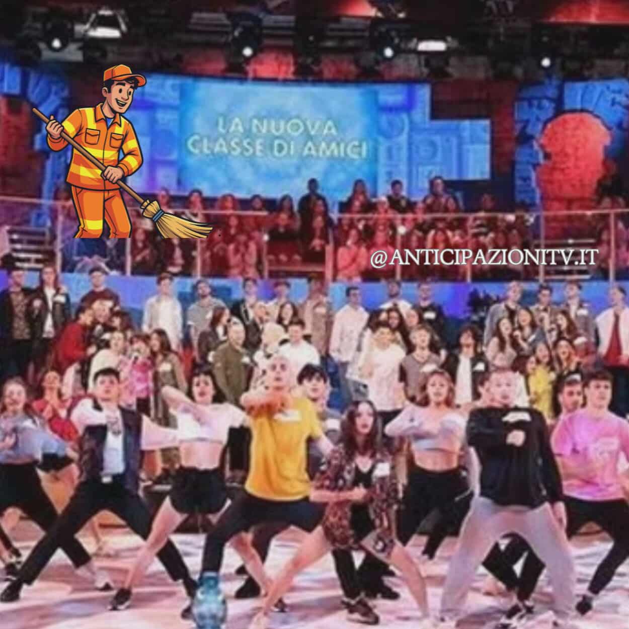 Amici, ex allievo lavora come spazzino: il suo annuncio