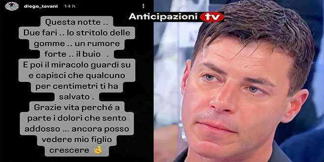 Uomini e Donne, brutto incidente d’auto per Diego Tavani: le rivelazioni social