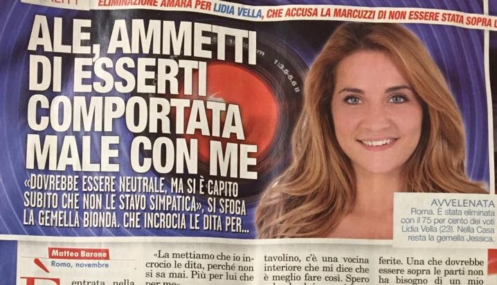 News Grande Fratello 14: una congiura contro Lidia? La Vella ce l’ha anche con la Marcuzzi…