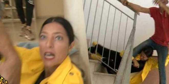 Striscia la Notizia, Stefania Petyx presa a calci e buttata dalle scale