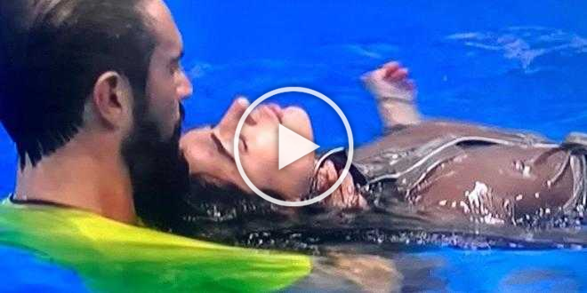 GF Vip, Alex e Soleil: siparietto a luci rosse in piscina, il video fa il giro web