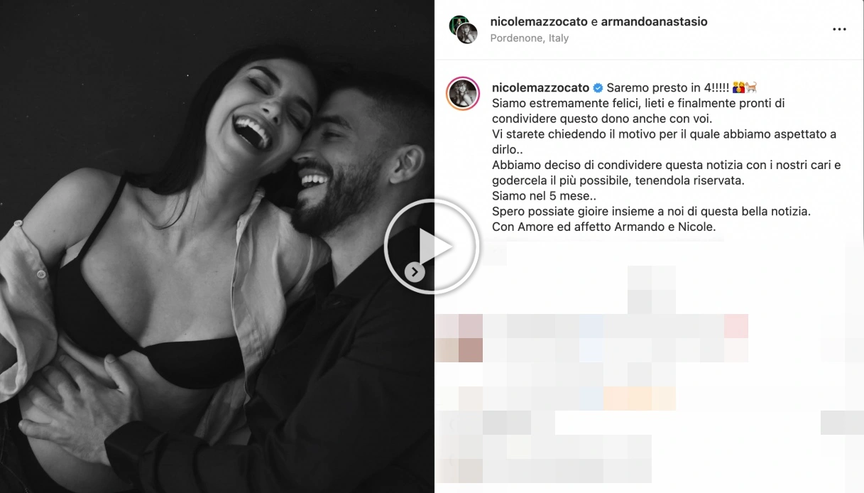 Uomini e Donne, Nicole Mazzocato è incinta: l’annuncio sui social