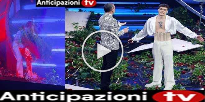 Sanremo 2023, imprevisto durante la performance di Blanco, lui distrugge la sceneggiatura