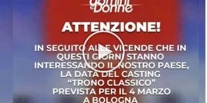 Uomini e Donne si ferma per il Coronavirus? Arriva la decisione sul trono classico